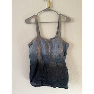 Vintage Women's Billabong Ombre Blue Lace Trim Cami Tank Top Size L Y2K